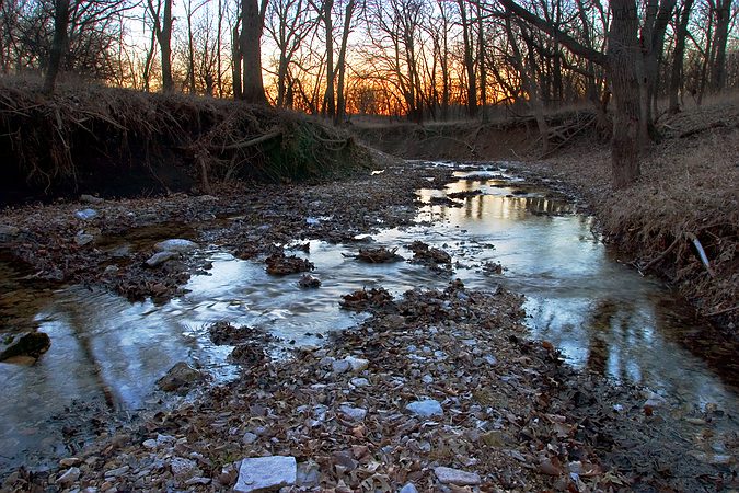 Split in King's Creek, Konza Prairie, Kansas, United States