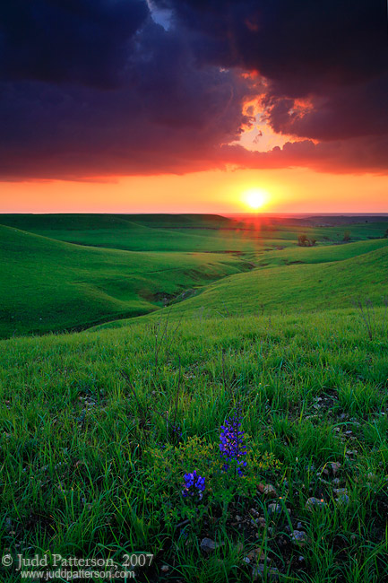 Spring Prairie Sunset, Konza Prairie, Kansas, United States